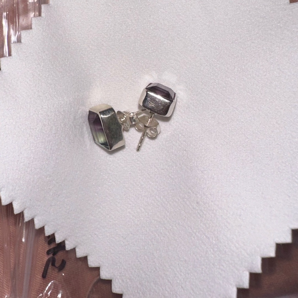Rainbow Fluorite Stud Earrings - image 2